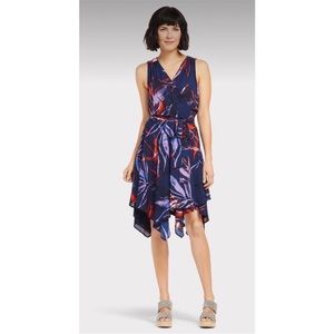 EVEREVE NWT Allison Joy Navy Floral Sleeveless Wrap Dress Sz M